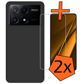 Nomfy Nomfy Xiaomi Poco X6 Pro Hoesje Siliconen Met 2x Screenprotector - Zwart