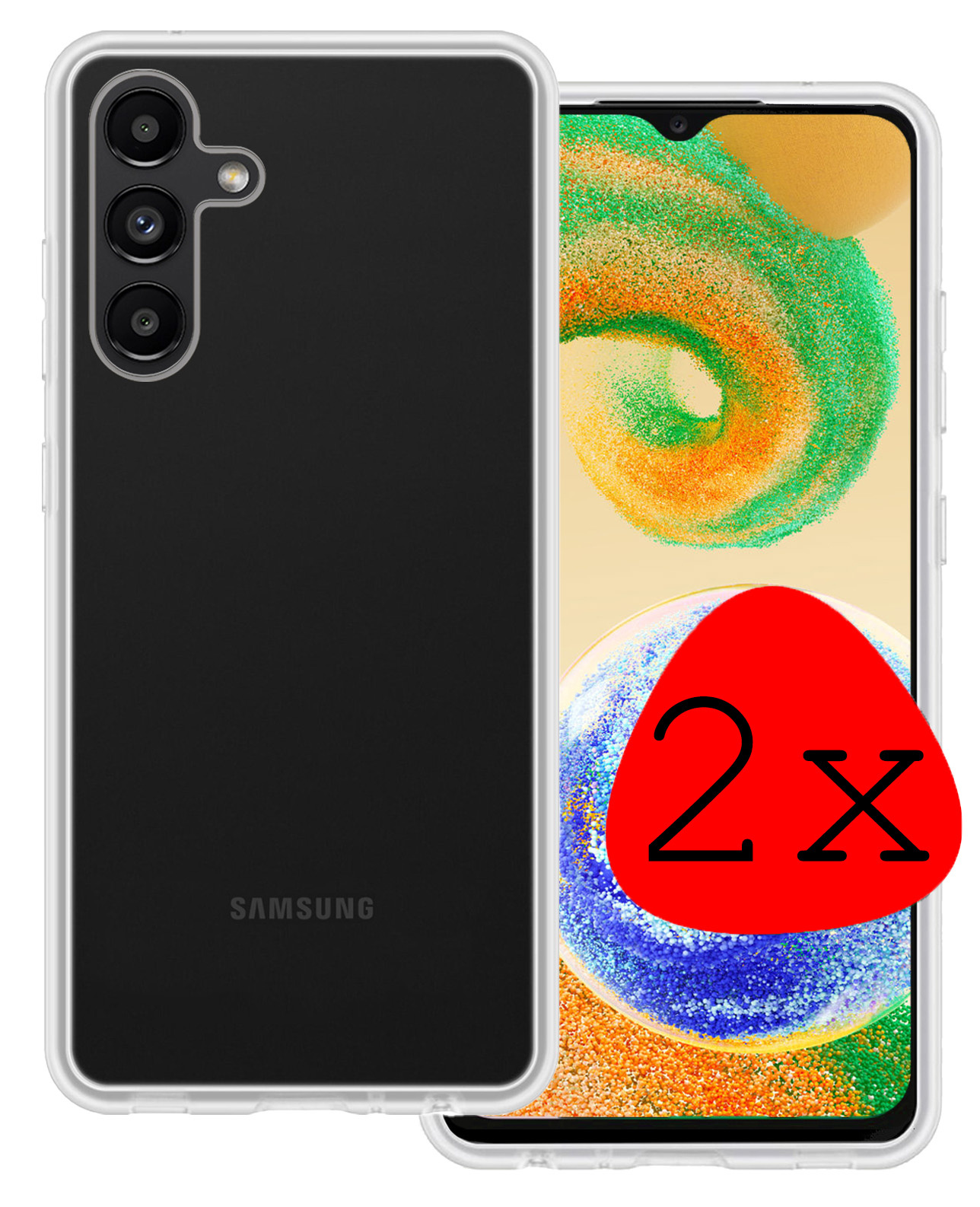 BASEY. Hoes Geschikt voor Samsung A04s Hoesje Siliconen Back Cover Case - Hoesje Geschikt voor Samsung Galaxy A04s Hoes Cover Hoesje - Transparant - 2 Stuks