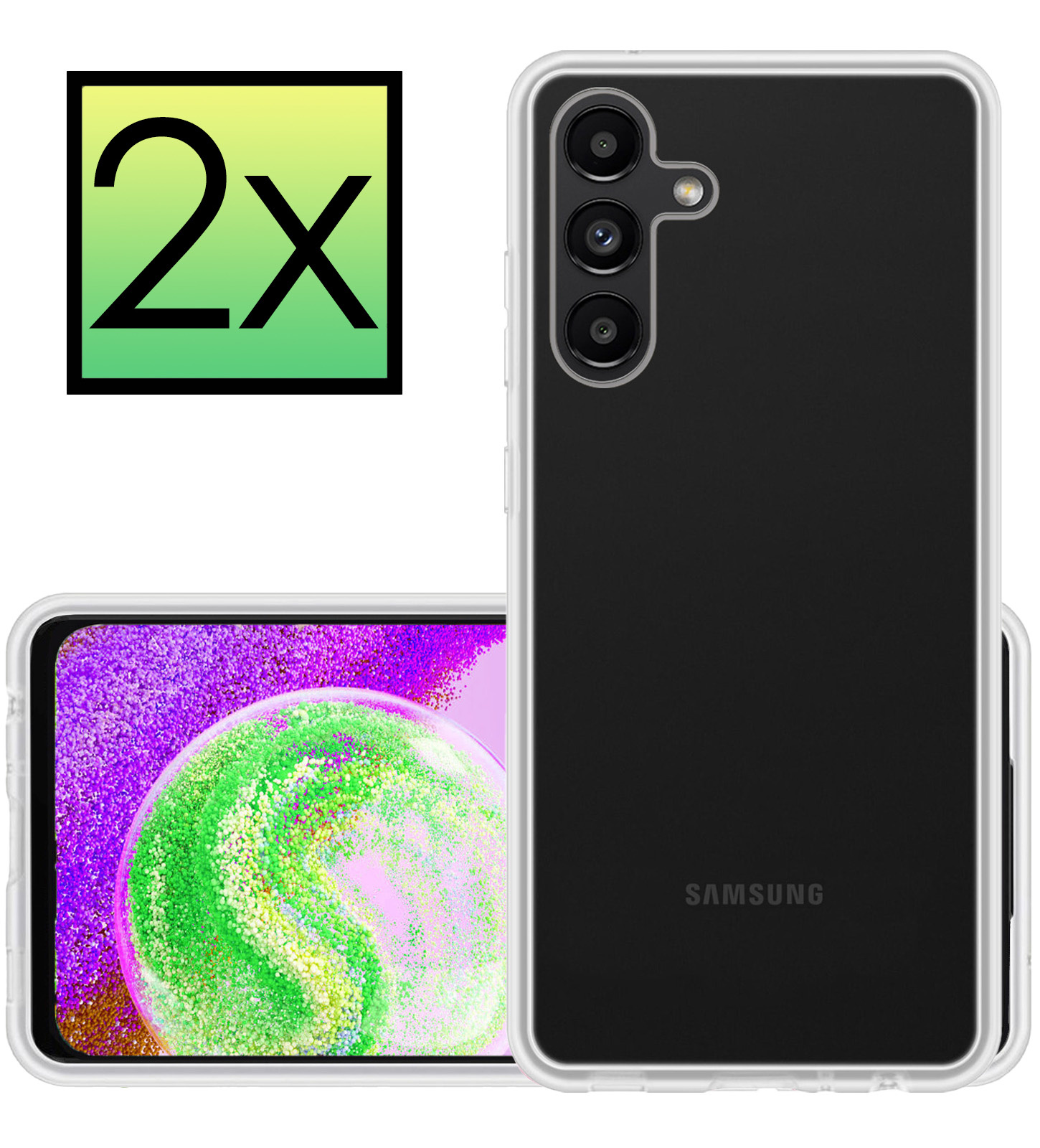 NoXx Hoes Geschikt voor Samsung A04s Hoesje Cover Siliconen Back Case Hoes - Transparant - 2x
