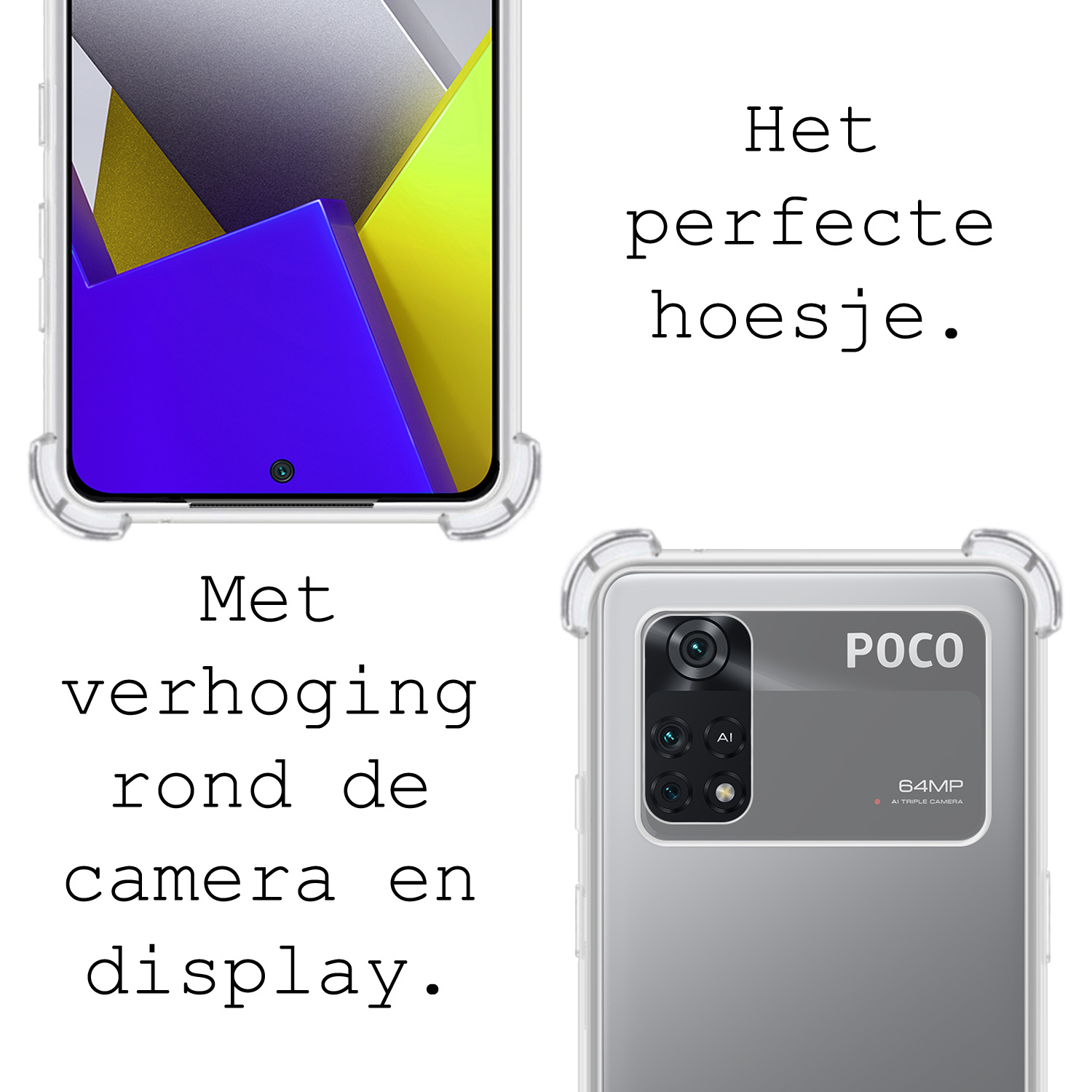 BASEY. Xiaomi Poco X4 Pro 5G Hoesje Shock Proof Case Hoes Met Screenprotector - Xiaomi Poco X4 Pro 5G Hoes Cover Shockproof - Transparant