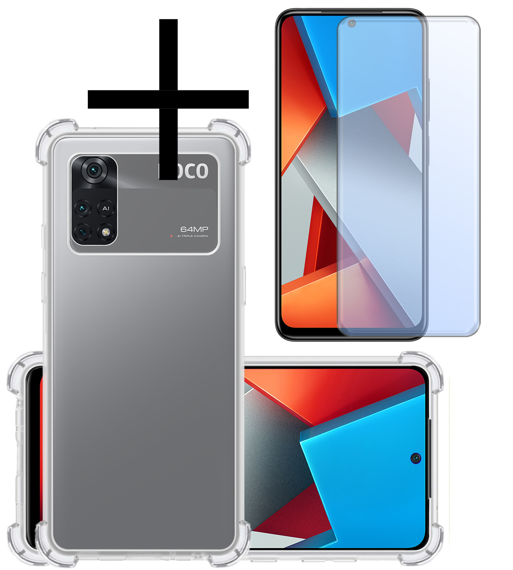 NoXx Xiaomi Poco X4 Pro 5G Hoesje Cover Shock Proof Case Hoes Met Screenprotector - Transparant