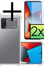 NoXx Xiaomi Poco X4 Pro 5G Hoesje Cover Shock Proof Case Hoes Met 2x Screenprotector - Transparant