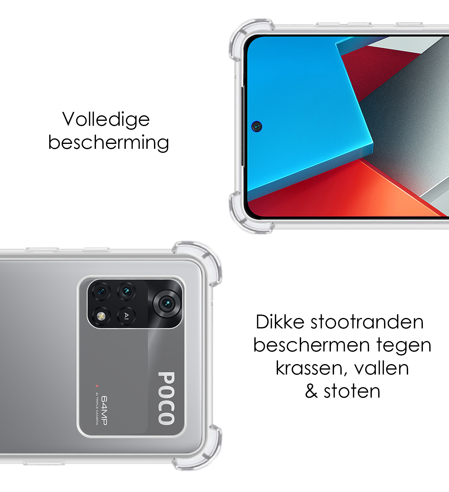 NoXx Xiaomi Poco X4 Pro 5G Hoesje Cover Shock Proof Case Hoes Met Screenprotector - Transparant