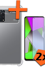 Nomfy Xiaomi Poco X4 Pro 5G Hoesje Shockproof Cover Case Met 2x Screenprotector - Xiaomi Poco X4 Pro 5G Shock Proof Back Case - Transparant