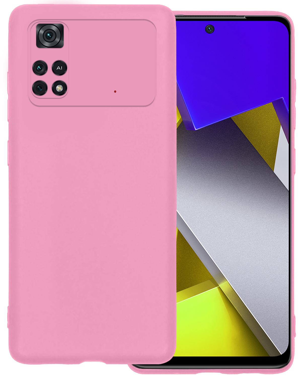 BASEY. Xiaomi Poco X4 Pro 5G Hoesje Siliconen Back Cover Case - Poco X4 Pro 5G Hoes Silicone Case Hoesje - Licht Roze