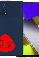 BASEY. Xiaomi Poco X4 Pro 5G Hoesje Siliconen Back Cover Case - Poco X4 Pro 5G Hoes Silicone Case Hoesje - Donker Blauw - 2 Stuks
