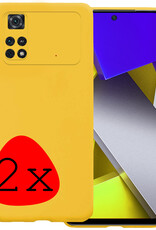 BASEY. Xiaomi Poco X4 Pro 5G Hoesje Siliconen Back Cover Case - Poco X4 Pro 5G Hoes Silicone Case Hoesje - Geel - 2 Stuks
