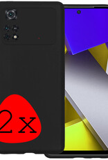 BASEY. Xiaomi Poco X4 Pro 5G Hoesje Siliconen Back Cover Case - Poco X4 Pro 5G Hoes Silicone Case Hoesje - Zwart - 2 Stuks