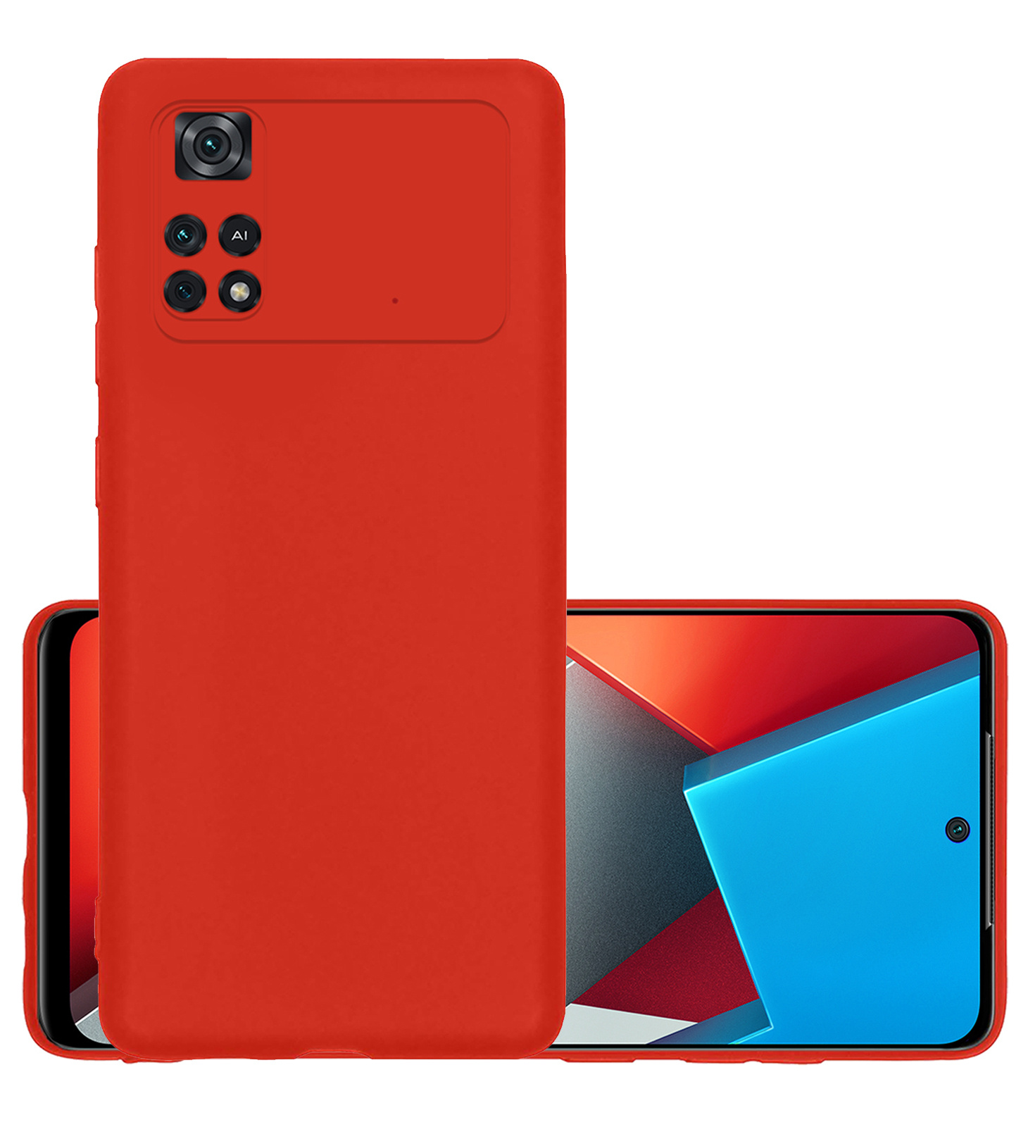 NoXx Xiaomi Poco X4 Pro 5G Hoesje Back Cover Siliconen Case Hoes - Rood
