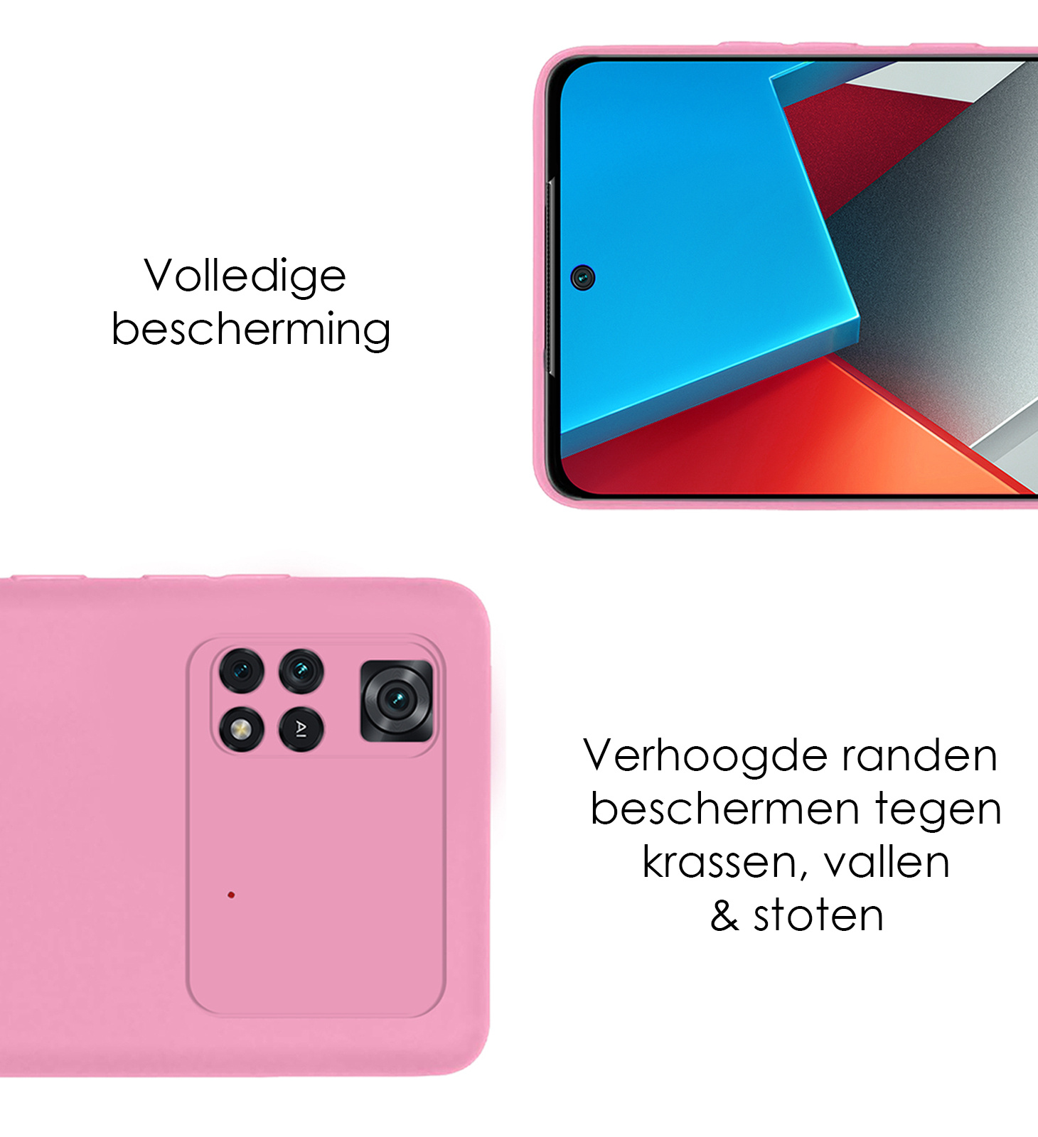 NoXx Xiaomi Poco X4 Pro 5G Hoesje Back Cover Siliconen Case Hoes - Licht Roze
