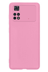 NoXx Xiaomi Poco X4 Pro 5G Hoesje Back Cover Siliconen Case Hoes - Licht Roze