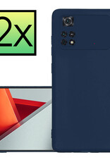 NoXx Xiaomi Poco X4 Pro 5G Hoesje Back Cover Siliconen Case Hoes - Donker Blauw - 2x