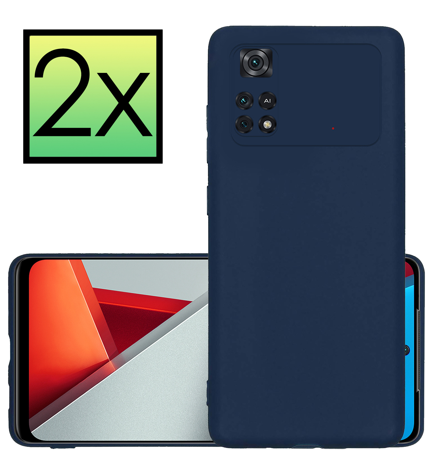 NoXx Xiaomi Poco X4 Pro 5G Hoesje Back Cover Siliconen Case Hoes - Donker Blauw - 2x