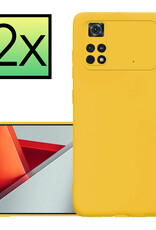 NoXx Xiaomi Poco X4 Pro 5G Hoesje Back Cover Siliconen Case Hoes - Geel - 2x