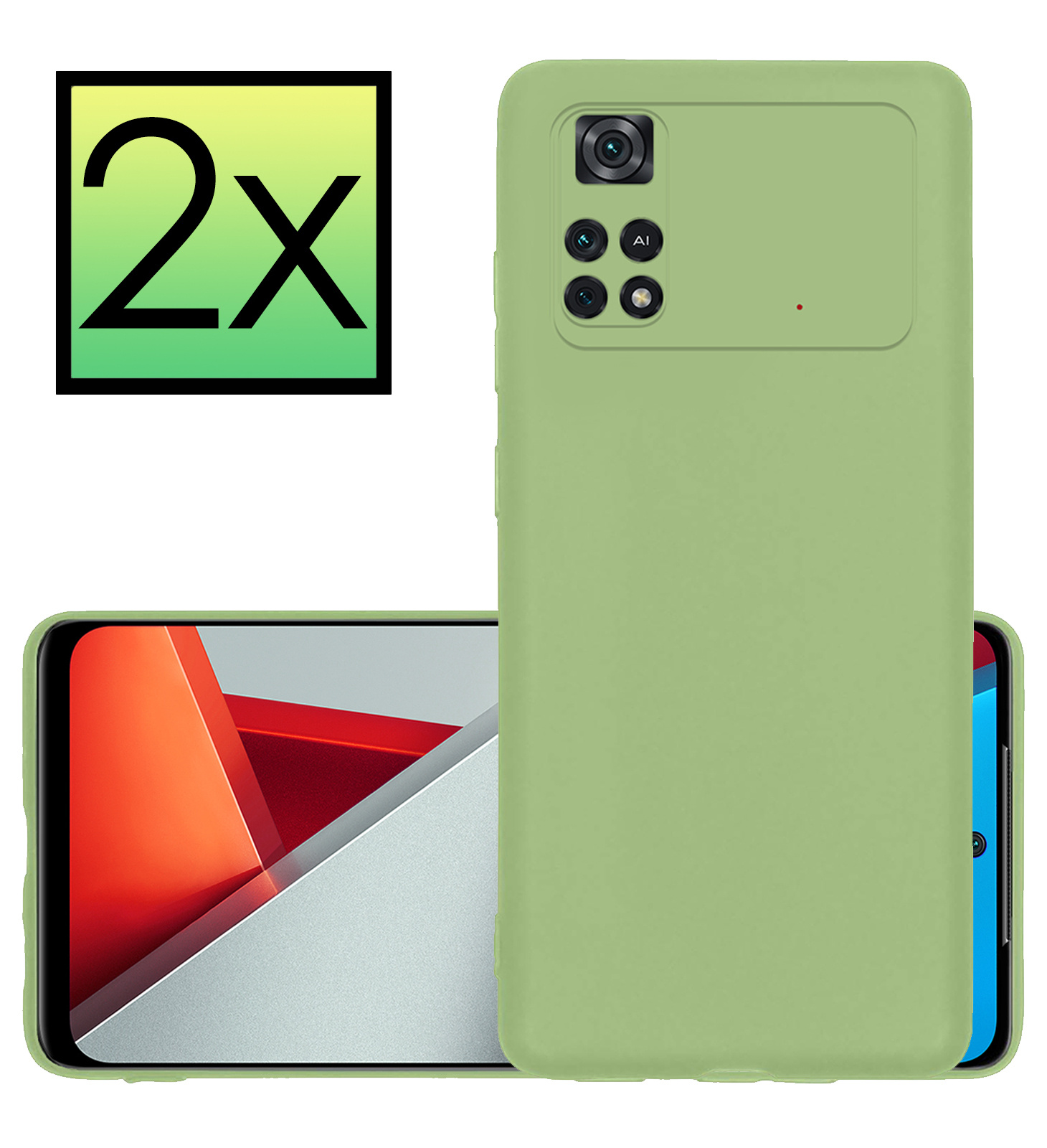 NoXx Xiaomi Poco X4 Pro 5G Hoesje Back Cover Siliconen Case Hoes - Groen - 2x