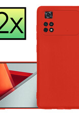 NoXx Xiaomi Poco X4 Pro 5G Hoesje Back Cover Siliconen Case Hoes - Rood - 2x