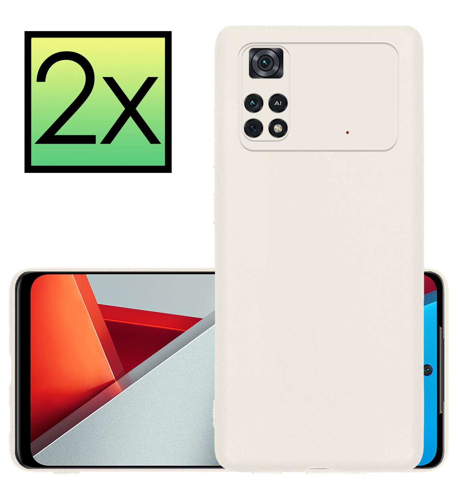 NoXx Xiaomi Poco X4 Pro 5G Hoesje Back Cover Siliconen Case Hoes - Wit - 2x