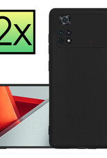 NoXx Xiaomi Poco X4 Pro 5G Hoesje Back Cover Siliconen Case Hoes - Zwart - 2x