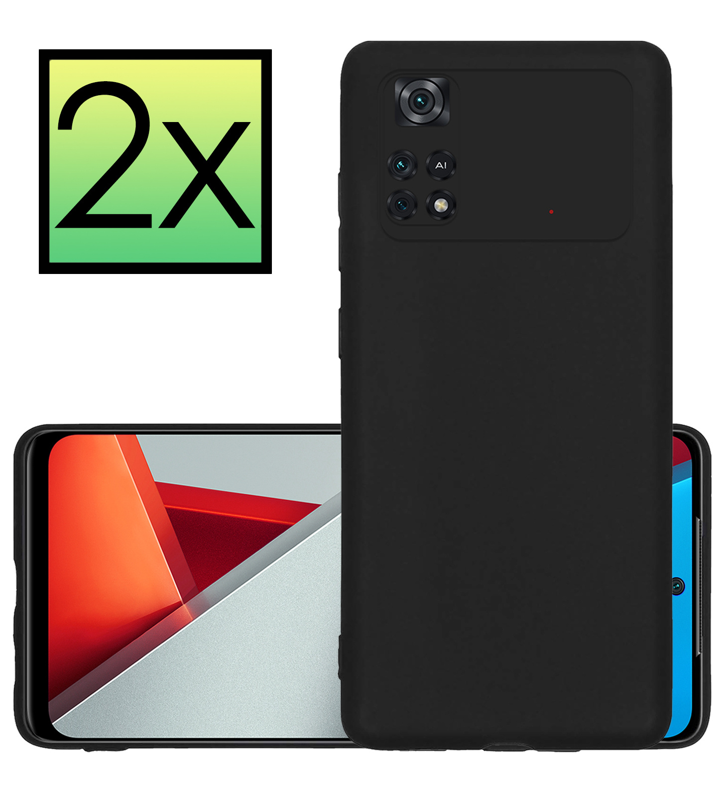 NoXx Xiaomi Poco X4 Pro 5G Hoesje Back Cover Siliconen Case Hoes - Zwart - 2x