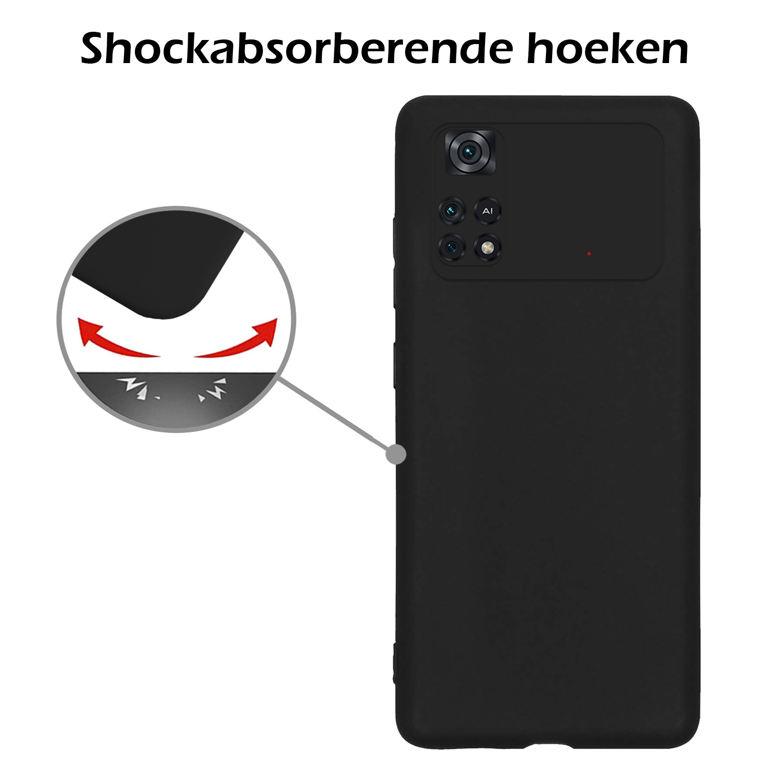 Nomfy Xiaomi Poco X4 Pro 5G Hoesje Siliconen Case Back Cover - Xiaomi Poco X4 Pro 5G Hoes Cover Silicone - Zwart