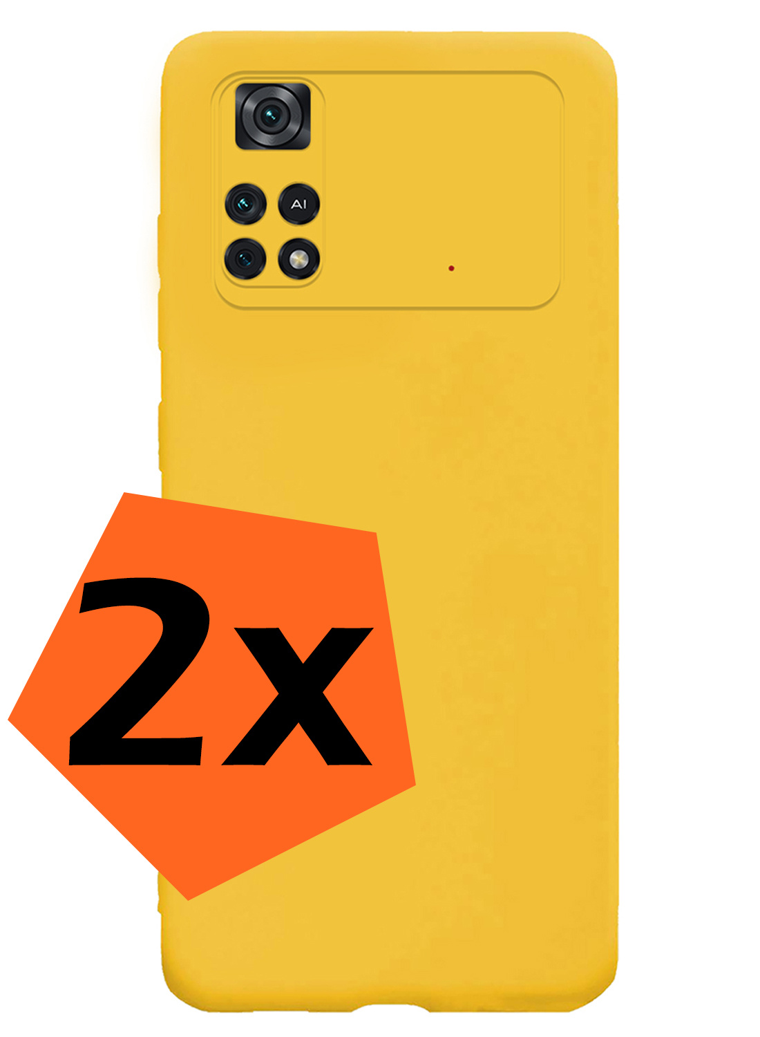 Nomfy Xiaomi Poco X4 Pro 5G Hoesje Siliconen Case Back Cover - Xiaomi Poco X4 Pro 5G Hoes Cover Silicone - Geel - 2X