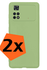 Nomfy Xiaomi Poco X4 Pro 5G Hoesje Siliconen Case Back Cover - Xiaomi Poco X4 Pro 5G Hoes Cover Silicone - Groen - 2X
