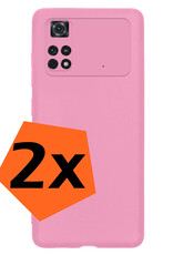 Nomfy Xiaomi Poco X4 Pro 5G Hoesje Siliconen Case Back Cover - Xiaomi Poco X4 Pro 5G Hoes Cover Silicone - Licht Roze - 2X