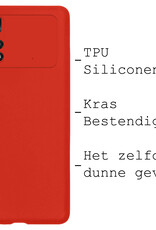 BASEY. Xiaomi Poco X4 Pro 5G Hoesje Siliconen Back Cover Case Met Screenprotector - Xiaomi Poco X4 Pro 5G Hoes Silicone Case Hoesje - Rood