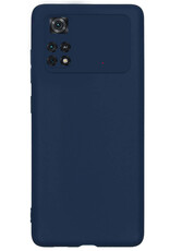 BASEY. Xiaomi Poco X4 Pro 5G Hoesje Siliconen Back Cover Case Met 2x Screenprotector - Xiaomi Poco X4 Pro 5G Hoes Silicone Case Hoesje - Donker Blauw