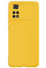 BASEY. Xiaomi Poco X4 Pro 5G Hoesje Siliconen Back Cover Case Met 2x Screenprotector - Xiaomi Poco X4 Pro 5G Hoes Silicone Case Hoesje - Geel