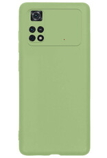 BASEY. Xiaomi Poco X4 Pro 5G Hoesje Siliconen Back Cover Case Met 2x Screenprotector - Xiaomi Poco X4 Pro 5G Hoes Silicone Case Hoesje - Groen