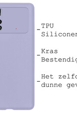 BASEY. Xiaomi Poco X4 Pro 5G Hoesje Siliconen Back Cover Case Met 2x Screenprotector - Xiaomi Poco X4 Pro 5G Hoes Silicone Case Hoesje - Lila