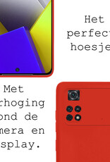 BASEY. Xiaomi Poco X4 Pro 5G Hoesje Siliconen Back Cover Case Met 2x Screenprotector - Xiaomi Poco X4 Pro 5G Hoes Silicone Case Hoesje - Rood