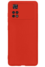 BASEY. Xiaomi Poco X4 Pro 5G Hoesje Siliconen Back Cover Case Met 2x Screenprotector - Xiaomi Poco X4 Pro 5G Hoes Silicone Case Hoesje - Rood