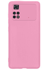 BASEY. Xiaomi Poco X4 Pro 5G Hoesje Siliconen Back Cover Case Met 2x Screenprotector - Xiaomi Poco X4 Pro 5G Hoes Silicone Case Hoesje - Licht Roze