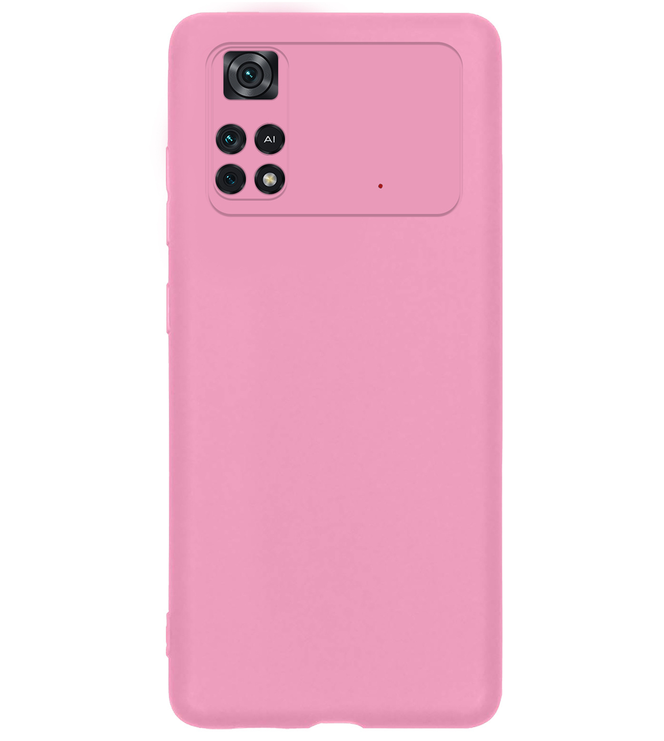 BASEY. Xiaomi Poco X4 Pro 5G Hoesje Siliconen Back Cover Case Met 2x Screenprotector - Xiaomi Poco X4 Pro 5G Hoes Silicone Case Hoesje - Licht Roze