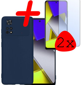 BASEY. BASEY. Xiaomi Poco X4 Pro 5G Hoesje Siliconen Met 2x Screenprotector - Donkerblauw