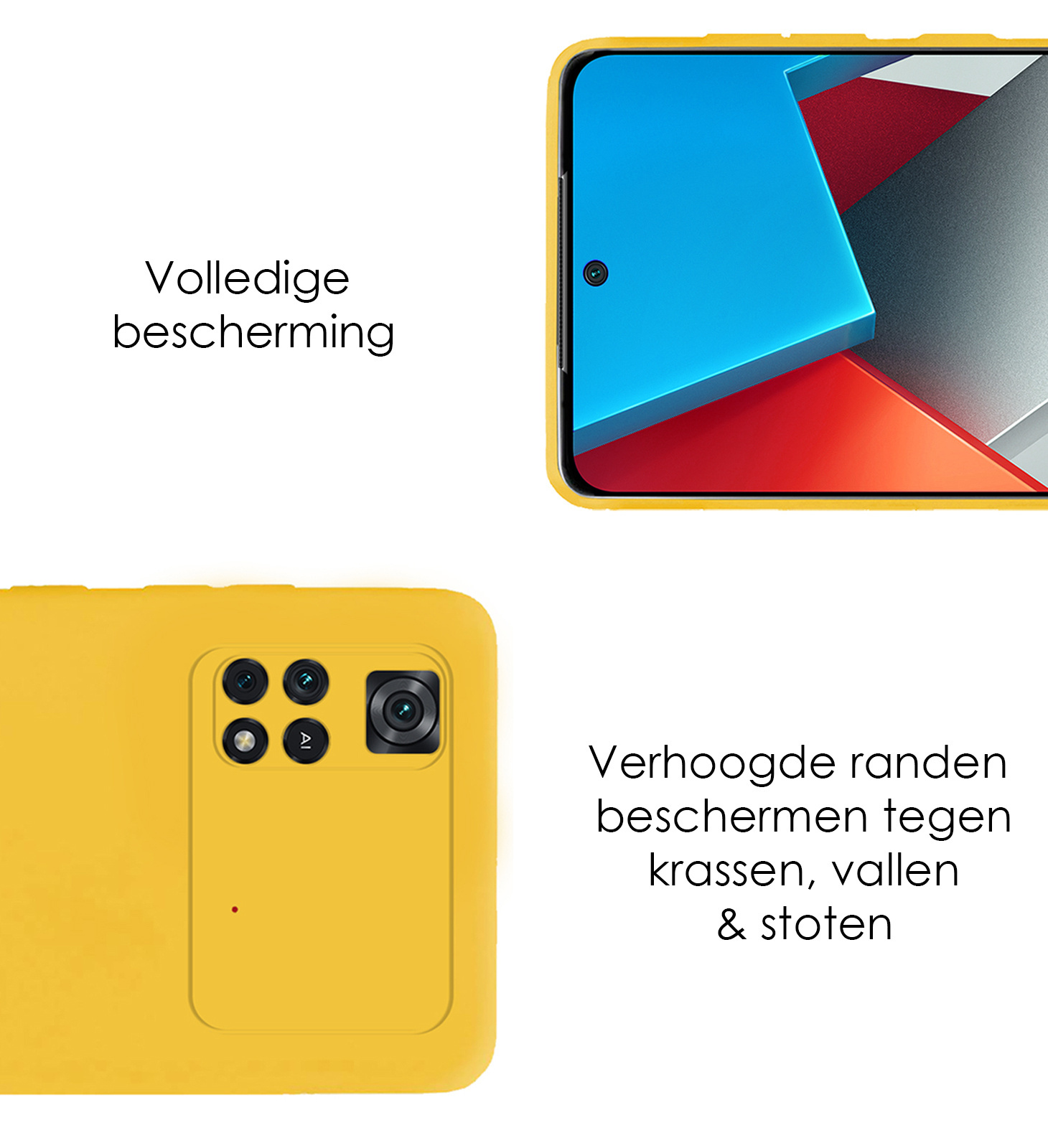 NoXx Xiaomi Poco X4 Pro 5G Hoesje Back Cover Siliconen Case Hoes Met Screenprotector - Geel