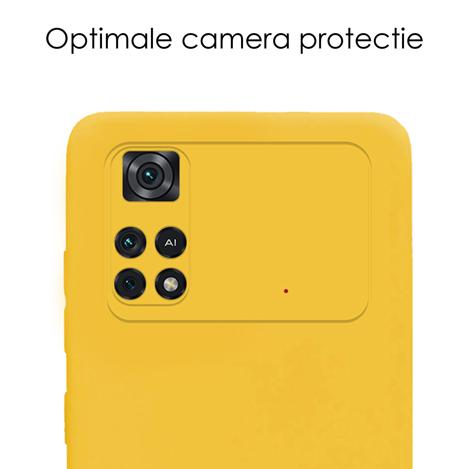 NoXx Xiaomi Poco X4 Pro 5G Hoesje Back Cover Siliconen Case Hoes Met Screenprotector - Geel