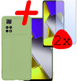 BASEY. BASEY. Xiaomi Poco X4 Pro 5G Hoesje Siliconen Met 2x Screenprotector - Groen