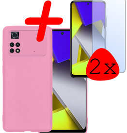 BASEY. BASEY. Xiaomi Poco X4 Pro 5G Hoesje Siliconen Met 2x Screenprotector - Lichtroze