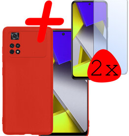 BASEY. BASEY. Xiaomi Poco X4 Pro 5G Hoesje Siliconen Met 2x Screenprotector - Rood