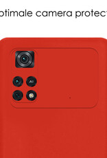 NoXx Xiaomi Poco X4 Pro 5G Hoesje Back Cover Siliconen Case Hoes Met Screenprotector - Rood