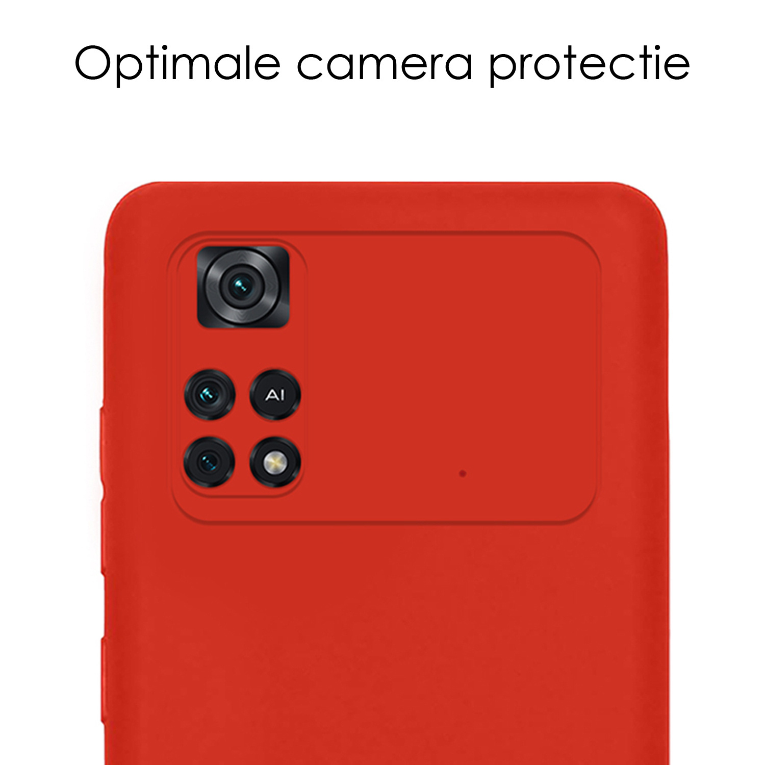 NoXx Xiaomi Poco X4 Pro 5G Hoesje Back Cover Siliconen Case Hoes Met Screenprotector - Rood