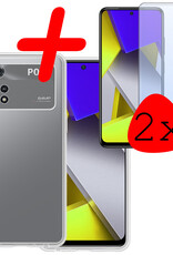 BASEY. Xiaomi Poco X4 Pro 5G Hoesje Siliconen Back Cover Case Met 2x Screenprotector - Xiaomi Poco X4 Pro 5G Hoes Silicone Case Hoesje - Transparant