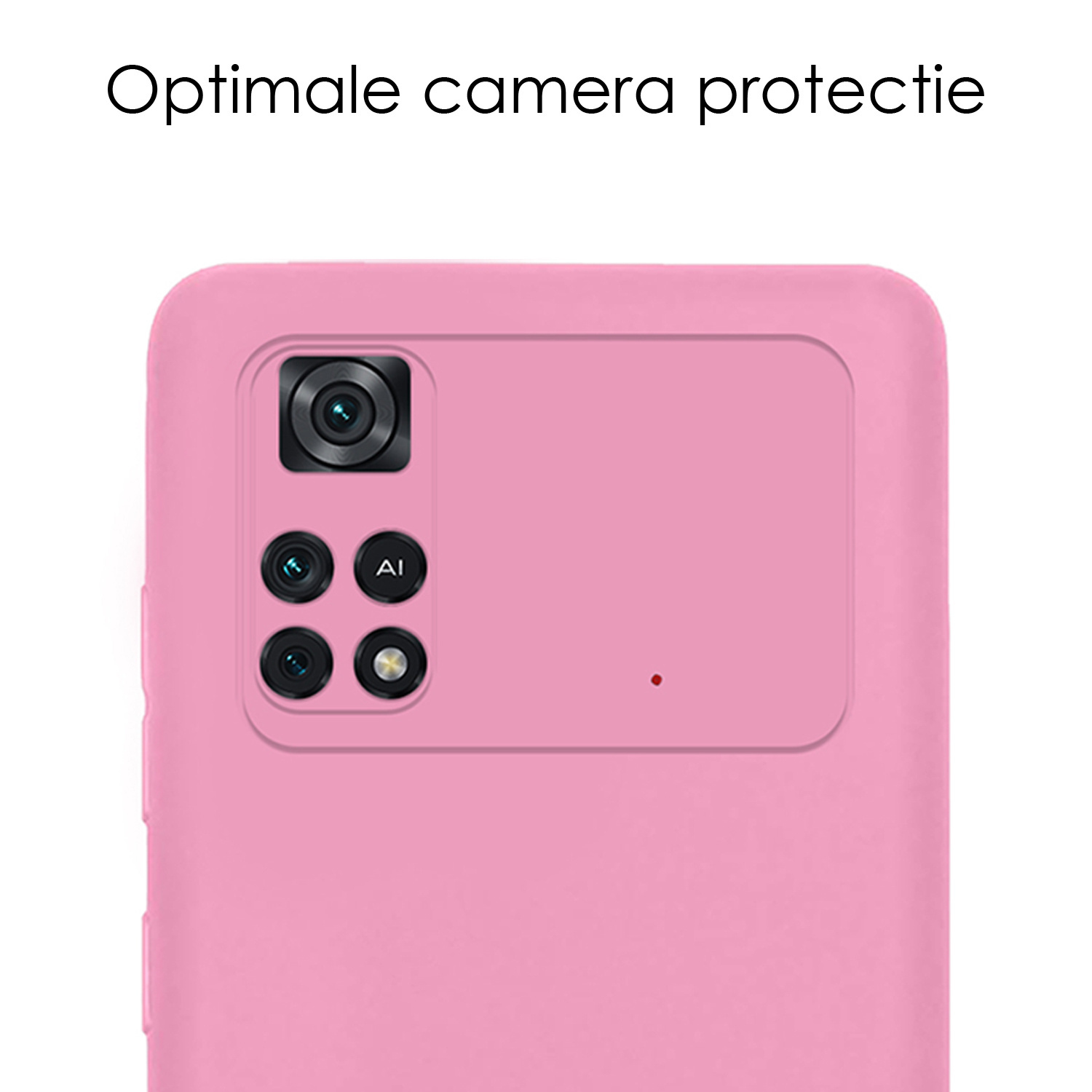 NoXx Xiaomi Poco X4 Pro 5G Hoesje Back Cover Siliconen Case Hoes Met Screenprotector - Licht Roze