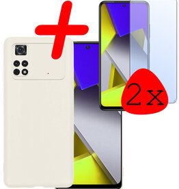 BASEY. BASEY. Xiaomi Poco X4 Pro 5G Hoesje Siliconen Met 2x Screenprotector - Wit