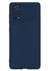 NoXx Xiaomi Poco X4 Pro 5G Hoesje Back Cover Siliconen Case Hoes Met 2x Screenprotector - Donker Blauw