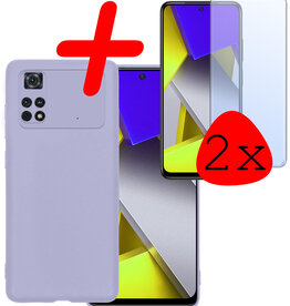 BASEY. BASEY. Xiaomi Poco X4 Pro 5G Hoesje Siliconen Met 2x Screenprotector - Lila