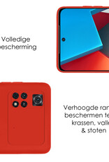 NoXx Xiaomi Poco X4 Pro 5G Hoesje Back Cover Siliconen Case Hoes Met 2x Screenprotector - Rood